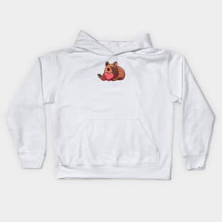 Capybara with heart and rose Kids Hoodie